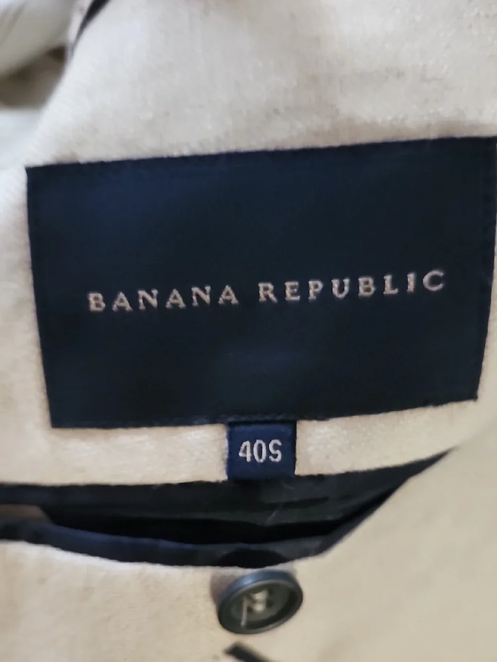 Banana Republic Men's Linen Blazer Sport Coat Tan Beige 40S Patch Pockets